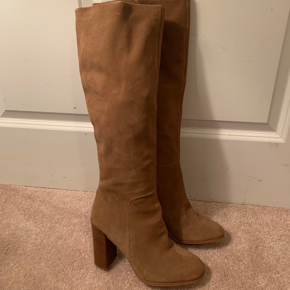 Tan Suede Knee High Boots